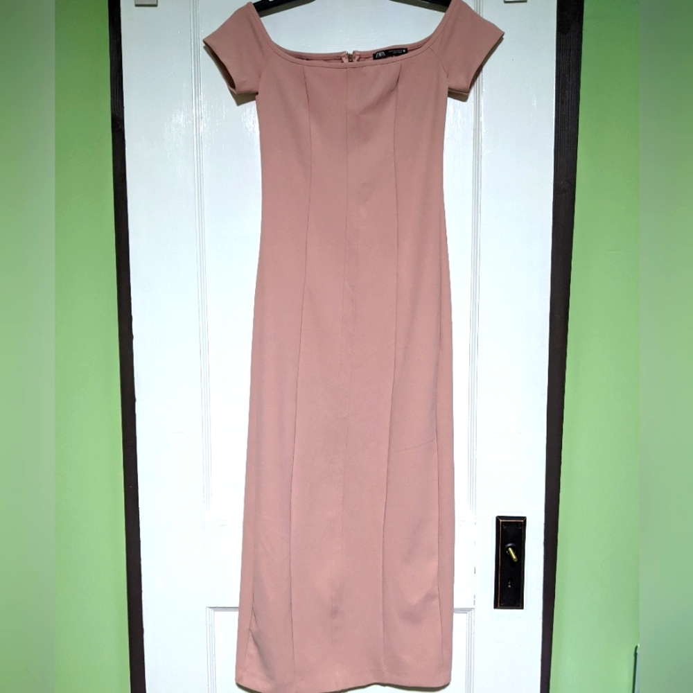 Zara Pink Off The Shoulder Formal Dress Sz Medium